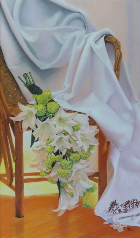 Pastel d'un bouquet de lis