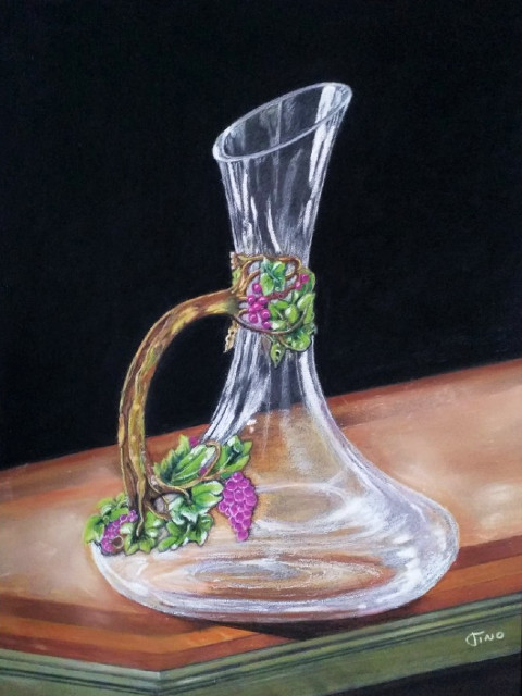 Pastel d'une carafe à vin