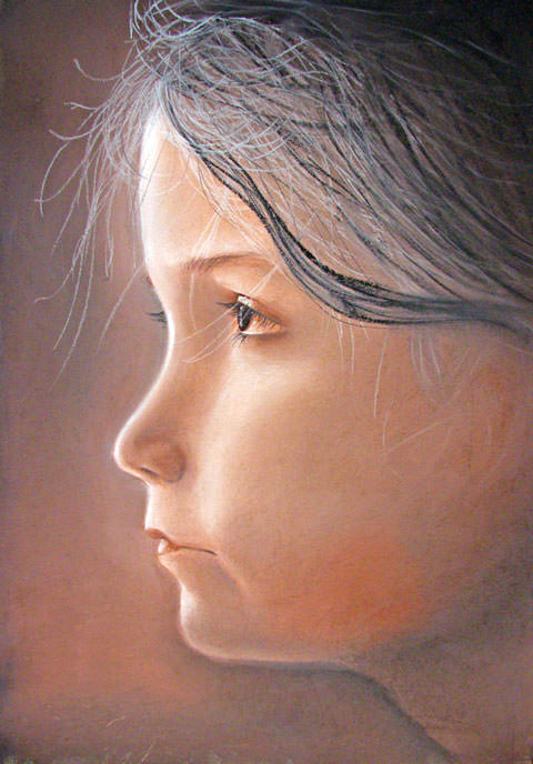 dessin portrait feminin pastel