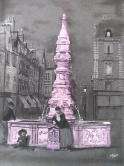 pastel de La fontaine de Beaune