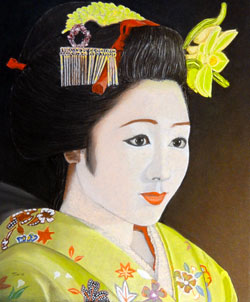 pastel portrait féminin geisha