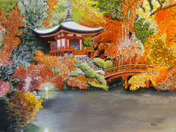 pastel du jardin du temple Daigo-ji