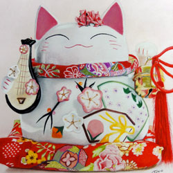 pastel d'un maneki neko