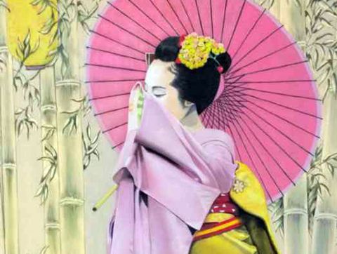 pastel d'une geisha au nom d'Hanako