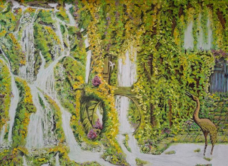 dessin d'une cascade enchantée